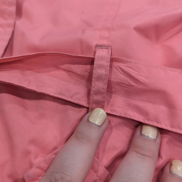 London Fog Girl 14-16 Pink Coral Trench Coat Button Front Removable Hood Frill - Picture 9 of 13